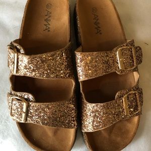 Anna Rose Gold Glitter Sandals